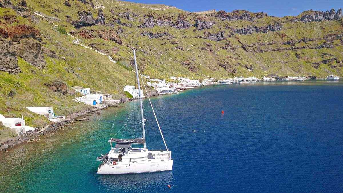 Caldera Classic Sunset Semi-Private Catamaran Cruise