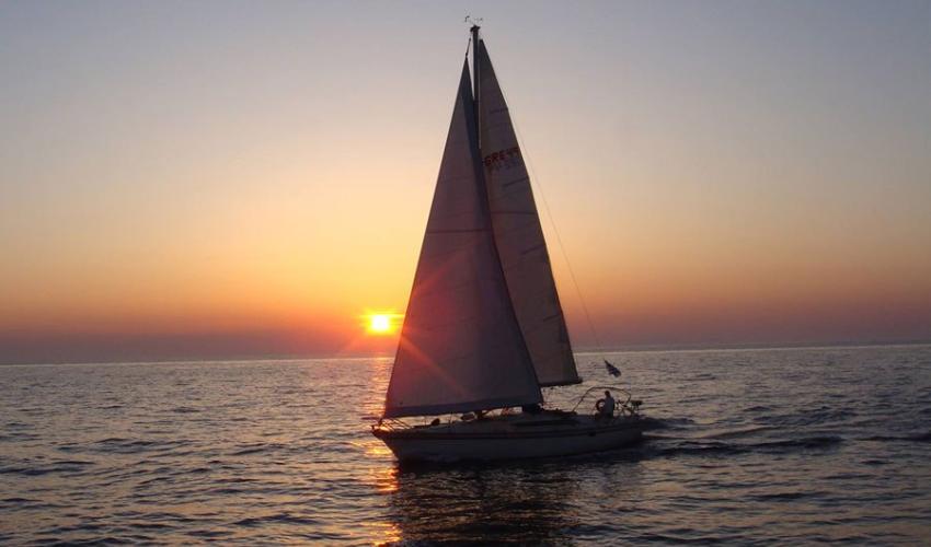 Caldera Classic Sunset Semi-Private Catamaran Cruise